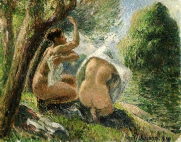 Desnudo Painting - bañistas 3 1894 Camille Pissarro desnudo impresionista